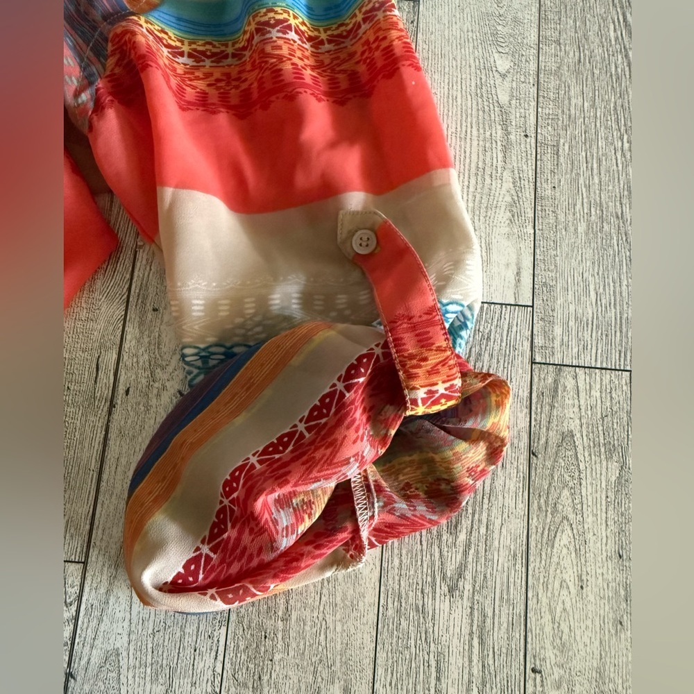 Vintage America Women’s Medium multi colored Pattern Boho Blouse 3/4 inch sleeve - Picture 6 of 6